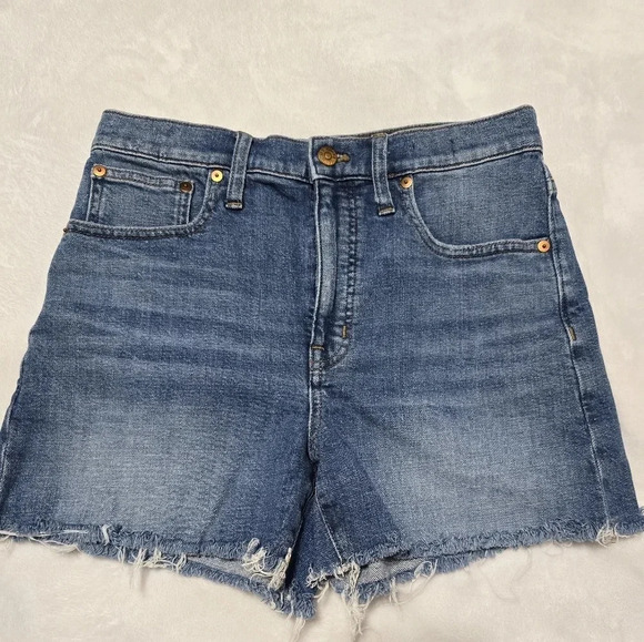 Madewell High Rise Denim Shorts, Raw Hem, Medium Blue Wash, Size 27, EUC! - Picture 2 of 10